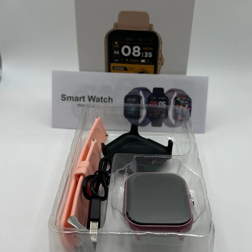 Smart Watch with Gold and Tan Strap